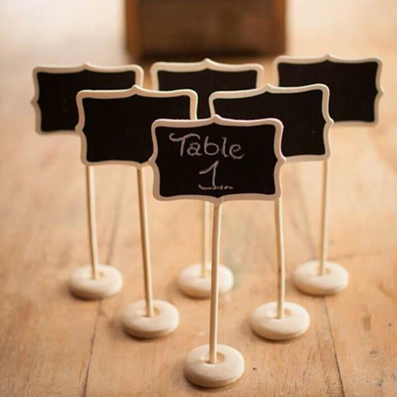 Mini pizarra de madera con número para mesa, soporte para boda, evento, decoración, 10 Uds.