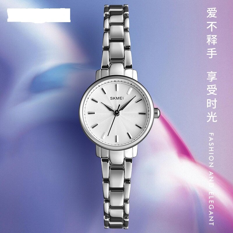 Fashion Elegant Ladies Stainless Steel Chain Band Wristwatch Waterproof Simple Time Quartz Watch for Women