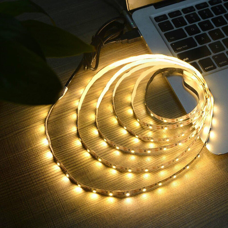 USB 5โวลต์ไฟ LED แถบอบอุ่นเย็นแสงโคมไฟสตริงกาวตกแต่งแถบแสง1เมตร DIY กลางแจ้งแสงเทปสำหรับตกแต่งบ้าน