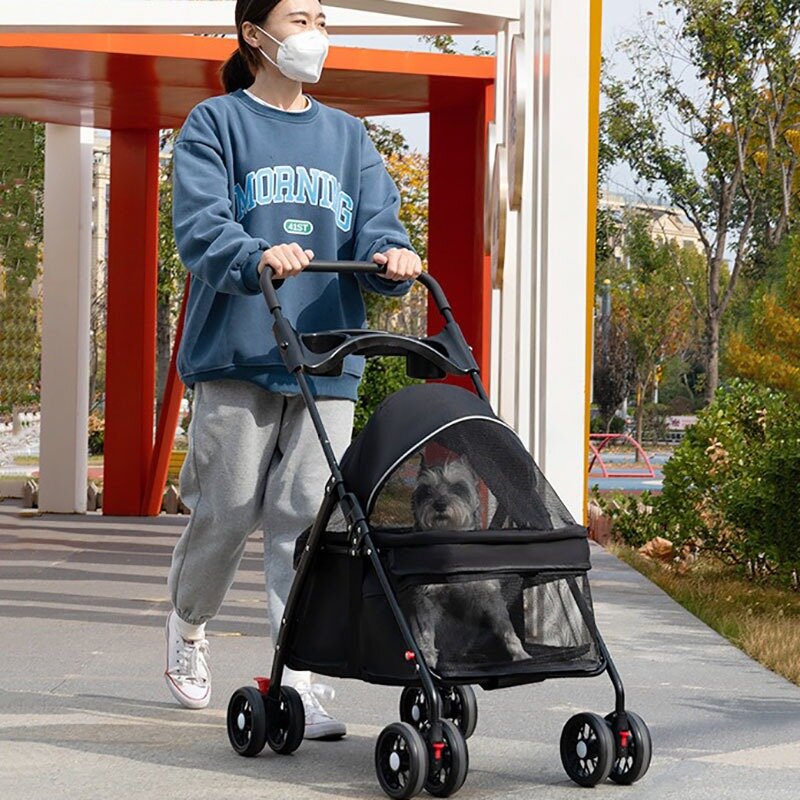 Lightweight Carrier Stroller for Small Dog, Pet Trolley, Outdoor Dog Cart with Wheels, Cat Trolleys, Pet Carrying Equipment