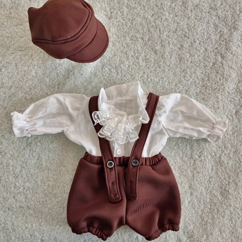 Fotografia niemowlęca Vintage koszula spodenki zestaw kapeluszy miesięczne ubrania chłopięce strój dziecięcy