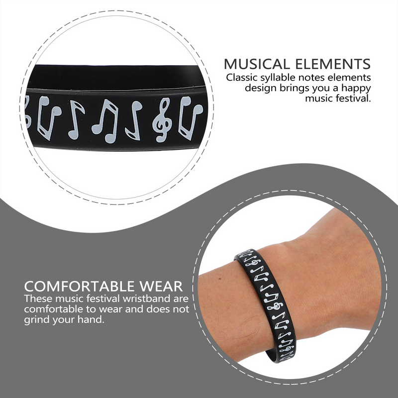 Bracelets en silicone avec notes de syllabe, décor musical, bracelets en silicone, 10 pièces