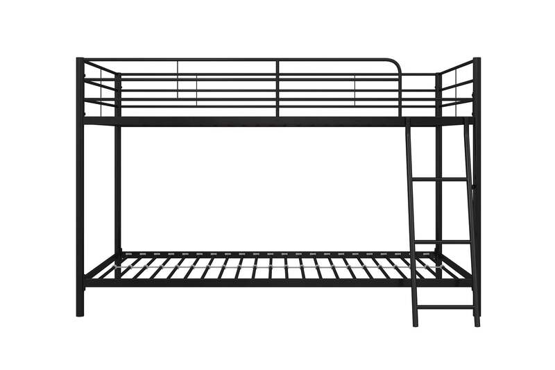 พื้นที่ขนาดเล็ก Twin-over-Twin โปรไฟล์ต่ำ tempat tidur tingkat จูเนียร์, ดำ, 77.5 "L x 51" W x 49.5 "h. จำกัดน้ำหนักชั้นบนสุด: 200ปอนด์