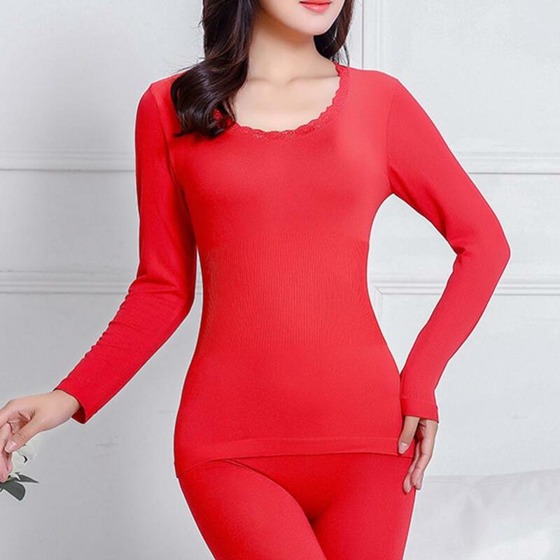 Lace Thermal Underwear Sexy Ladies Clothes Warm Winter Print Seamless Antibacterial Intimates Elastic Women Shaped Sets