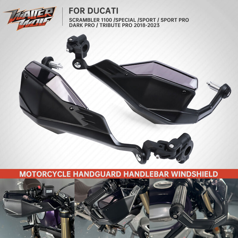Guiador de mão para Ducati Scrambler, aumentar pára-brisa, proteção de mão, Sport Pro, Dark Pro, 1100, 2018-2023