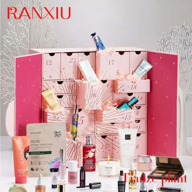 Benutzer definierte benutzer definierte Logo Druck leere Schönheit Verpackung Geschenk 25 Tage Make-up Advents kalender Box