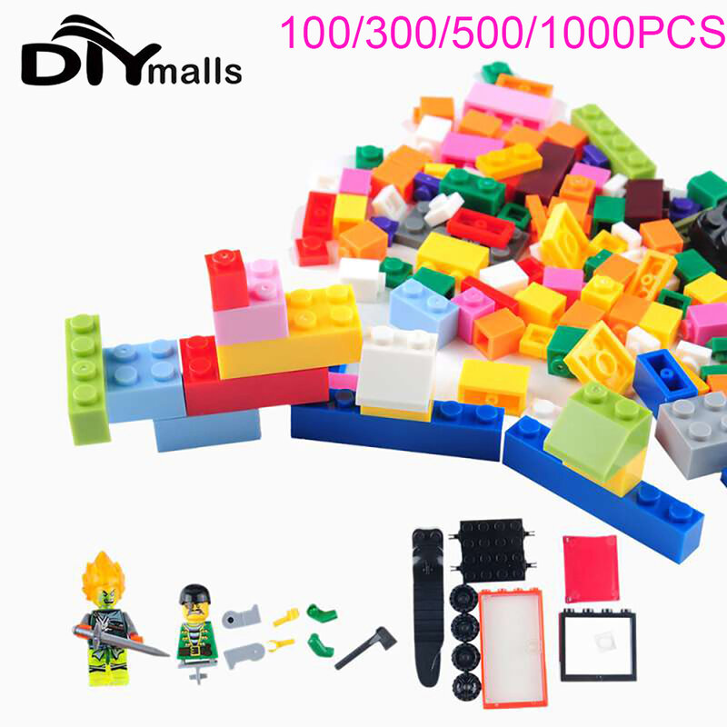 子供のための創造的なプラスチックビルディングブロック、都市クラシックレンガ、組み立て玩具、教育ギフト、バルクセット、DIY、100-1000個