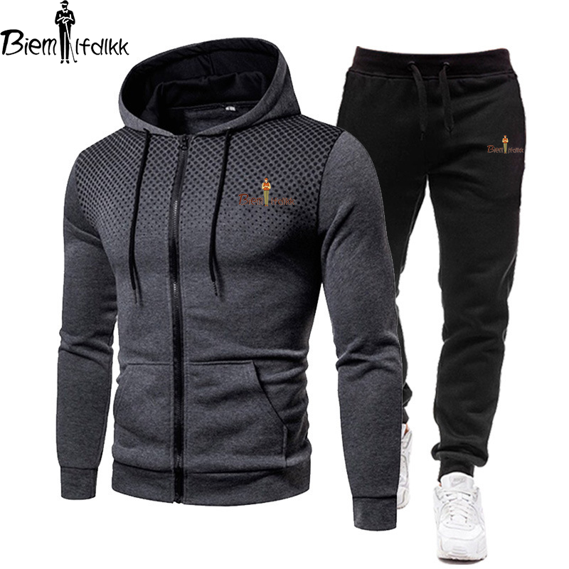 2024 Biyin Golf Men's Sportswear Hooded Zipper Jacket + Sweatpants Clothing Fashion 2-Piece Set Fall Winter Men's Workout Joggin