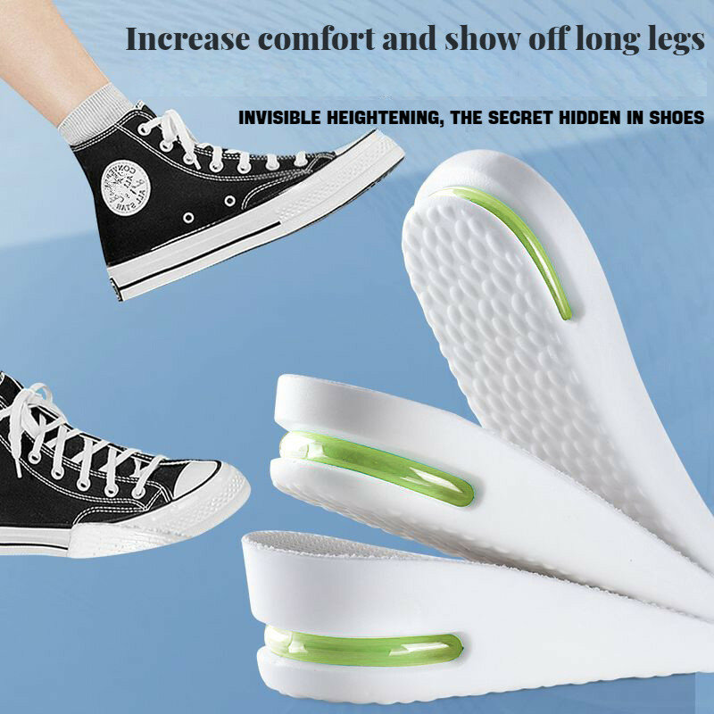 발 편안한 발바닥 근막염 신발 안창, 남성 여성 스포츠, 공기 충격 흡수 신발 패드, 높이 증가, 1 쌍