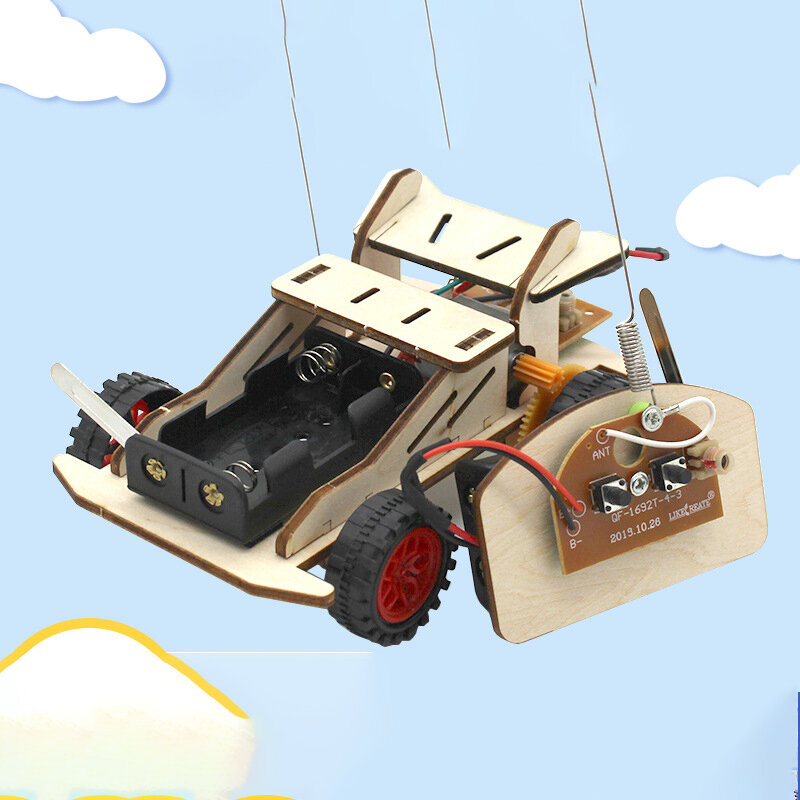 어린이용 DIY 4-CH 전기 RC 레이싱 카, 나무 RC 자동차 모델 조립, STEM 과학 실험, 교육용 장난감, 학생용 선물