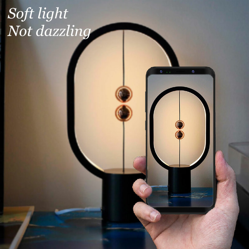 Lámpara de mesa de equilibrio magnético para el Día de San Valentín, iluminación creativa nórdica para dormitorio, mesita de noche, regalo de boda