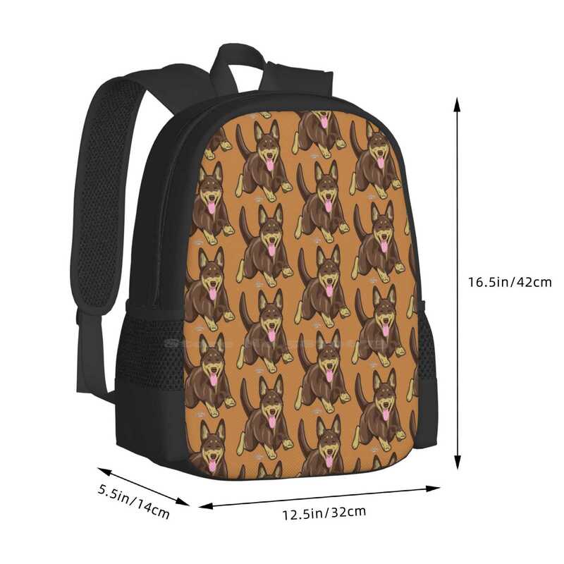 Kelpie r & t muster design tasche schüler rucksack australische kelpie waldogs