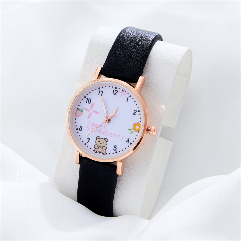 Часы для девочек с милым индивидуальным дизайном медвежонка детские женские кварцевые часы с ремешком