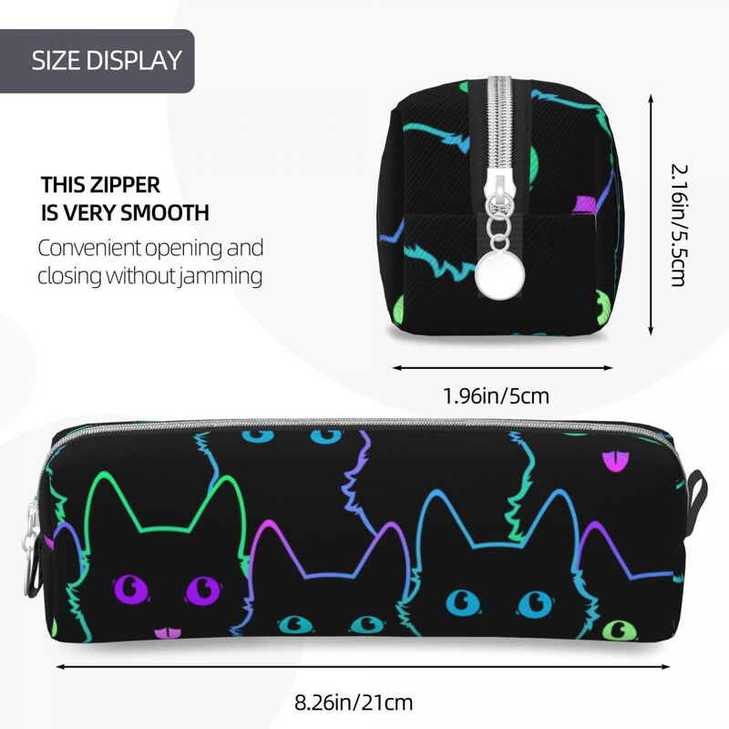 Colorful Cat Silhouettes Pencil Case Cartoon Black Cats Pencilcases Pen Holder for Student Big Capacity Bags Students School