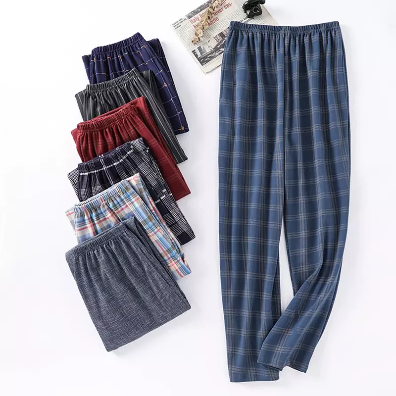 Pijama de algodão confortável masculino, calças casuais, em casa, primavera, verão, 4XL