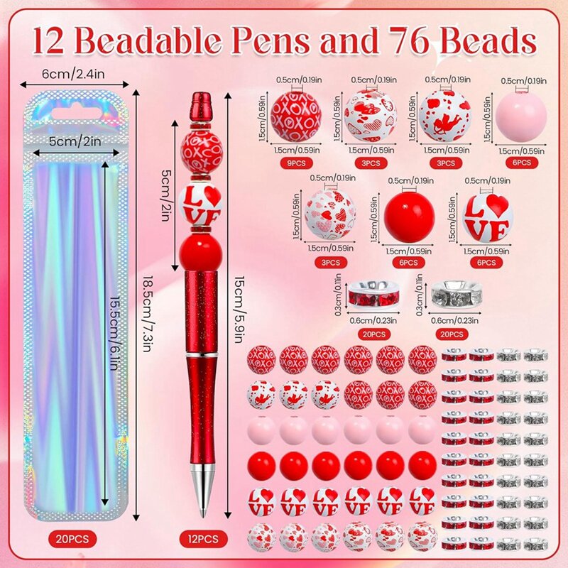 Valentine's Day Beaded Pens, DIY Pen Making Kit As Shown Suitable For Valentine's Day Gifts School Office