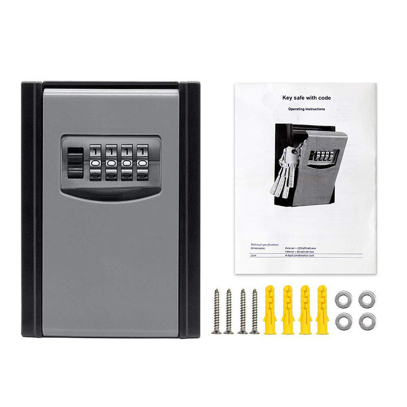 Caja de bloqueo de llave de aluminio para exteriores, caja de Bloqueo de combinación de montaje en pared para llaves de casa, caja de bloqueo de almacenamiento segura de llave impermeable