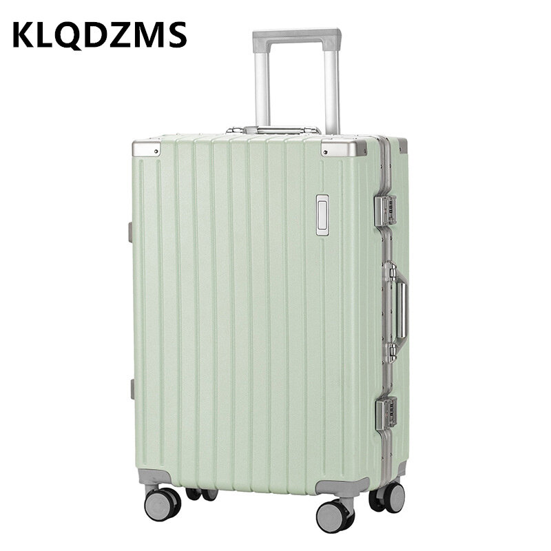 KLQDZMS-equipaje con marco de aluminio para mujer, caja de cartón antiarañazos con ruedas, Maleta rodante, 20, 22, 24 y 26 pulgadas