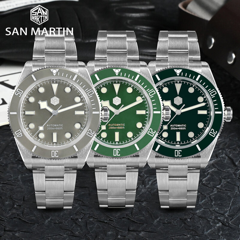San Martin 40mm Men Watch BB58 Vintage Diver NH35 PT5000 Luxury Brand Automatic Mechanical Wristwatches For Mens 200m Waterproof