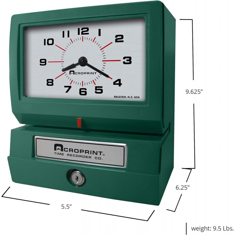 Acroprint tugas berat perekam Waktu otomatis, cetakan bulan, tanggal, jam (0-23) dan waktu seratus jam-150RR4