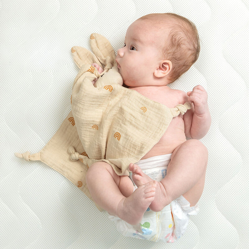 아기 코튼 모슬린 이불 담요, 부드러운 신생아 수면 인형, 어린이 패션 수면 장난감, 진정 타올 턱받이