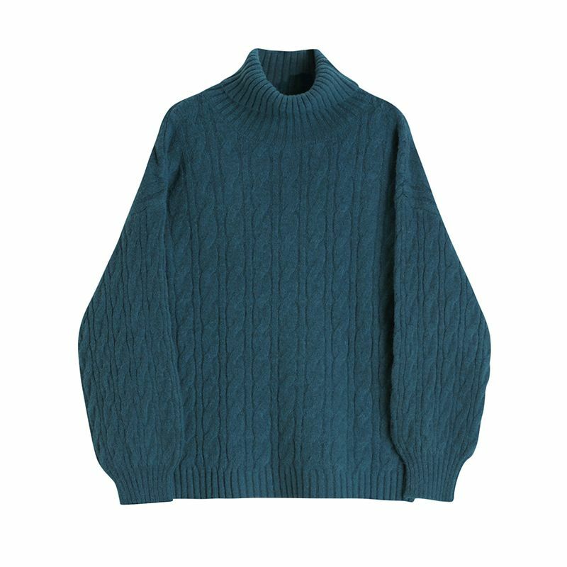 Suéter feminino de gola alta de malha grossa, jumper feminino, suéteres quentes, pulôver de inverno, blusa solta, fio novo, Y91, 2023