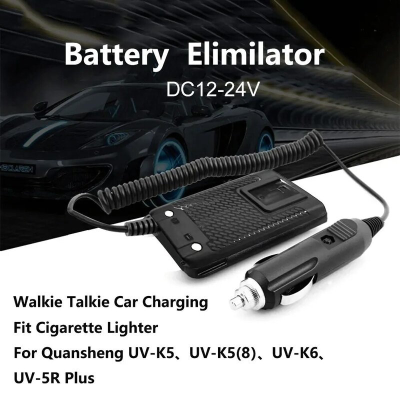 Quansheng-UV-K5 Eliminador de Bateria, 12V, 24V, Walkie Talkie Car Charger para UV-k5(8), UV-K6, UV-5R Plus