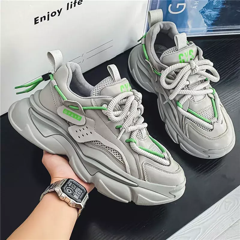 Sneaker Men's Autumn Non-Slip Wear-Resistant Casual Running Shoes Teenagers Outdoor Gray Thick Sole Tenis