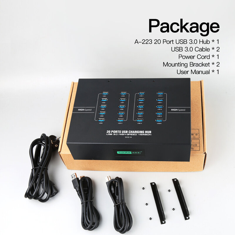 Sipolar A-223 20 Port USB 3.0 HUB avec transfert de données et chargeur l'utiliser pour l'exploitation minière avec Gekko 2pacs et remise à neuf de téléphone
