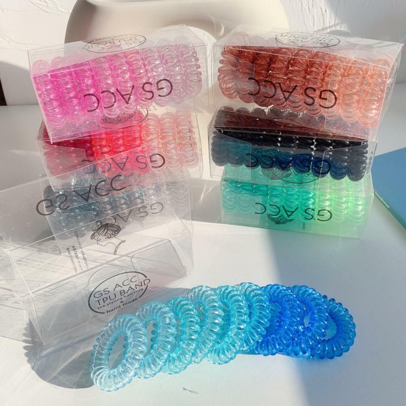 1~10PCS Women Fashion Telephone Wire Elastic Hair Bands Gradient Color Headwear Non-mark Spiral Coil Ropes Ponytail Accessories