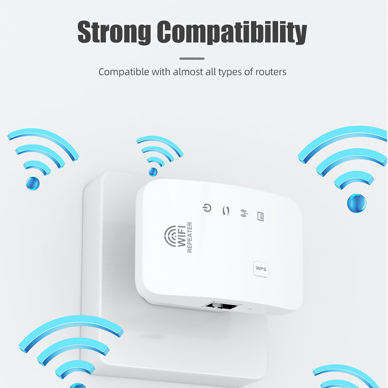Lintratek penguat sinyal Wifi, 2.4GHz Wifi Repeater 300Mbps AP Mode Wifi Range Extender jarak jauh dengan fungsi WPS