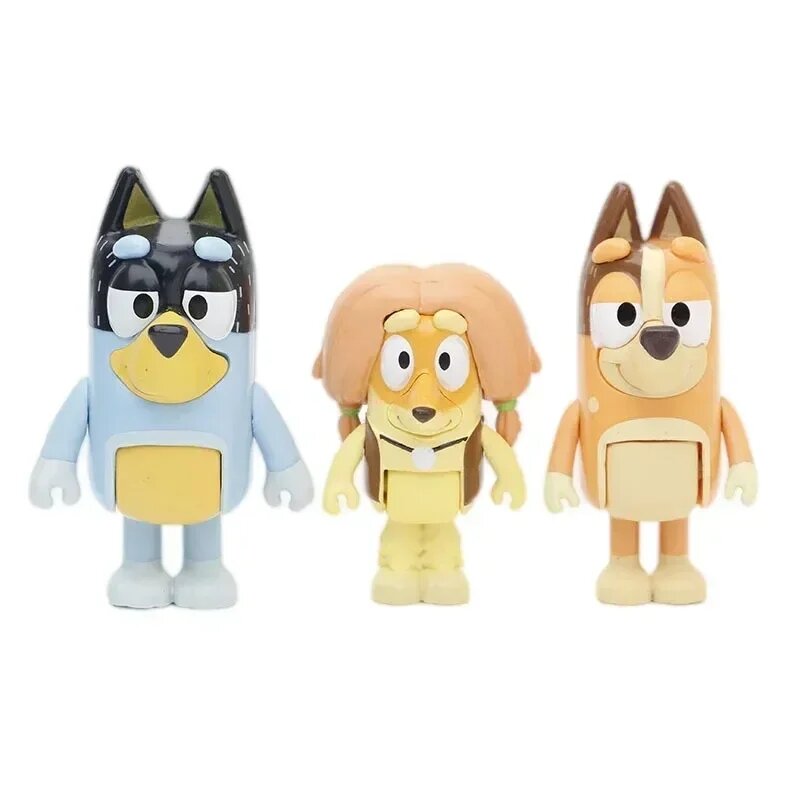 가족 캐릭터 모델 장식 귀여운 강아지, 움직이는 관절 장식, 미니 PVC 캐릭터 모델 장난감, 어린이 선물, 12 블루
