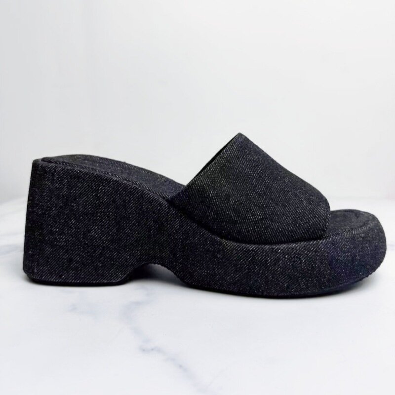 Sandálias plataforma impermeável com bolo de esponja para mulheres, sapatos de verão, chinelos novos, 2024