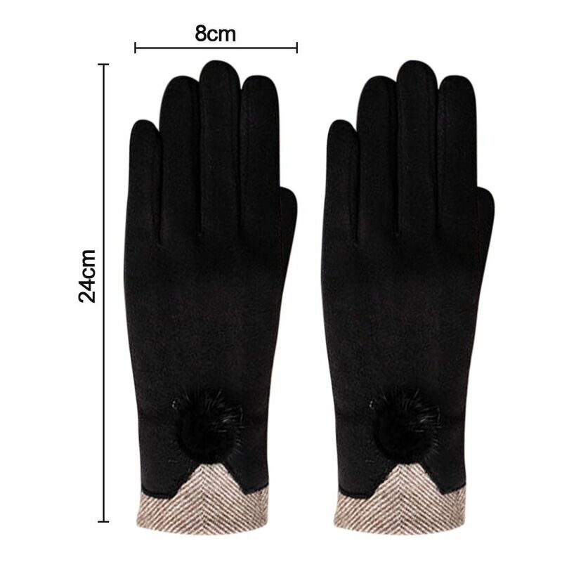 Elegant Thicken Cycling Full Finger Warm Gloves Velvet Cashmere Touch Screen Gloves