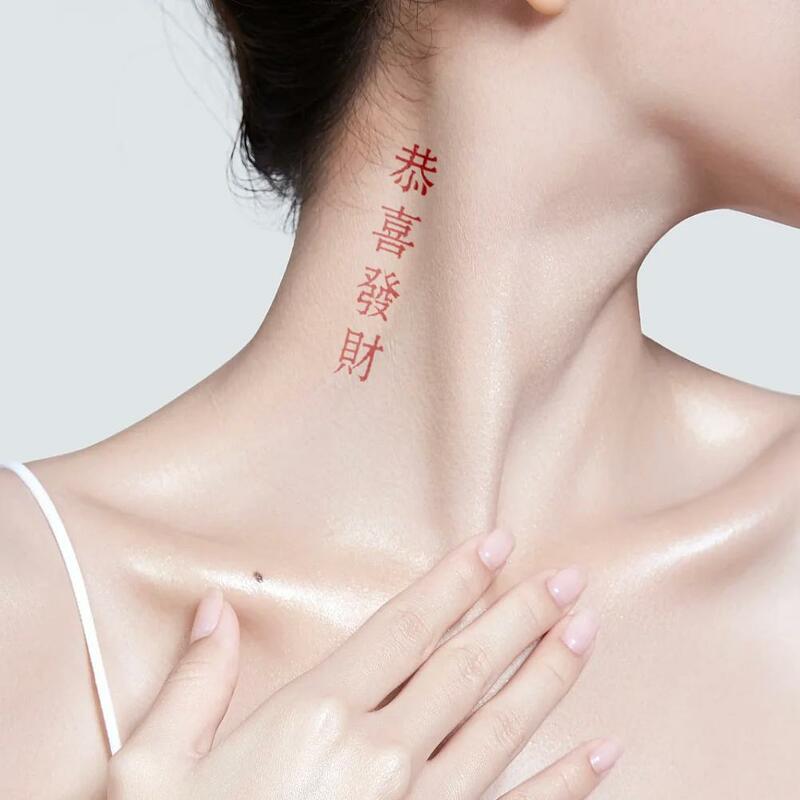 3PCS adesivi per tatuaggi con personaggi cinesi rossi moda impermeabile adesivi artistici femminili per tatuaggi finti temporanei di lunga durata