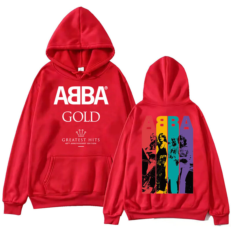 Złoto: bluza z kapturem ABBA Harajuku Hip Hop pulowerowe topy bluza z największymi hitami