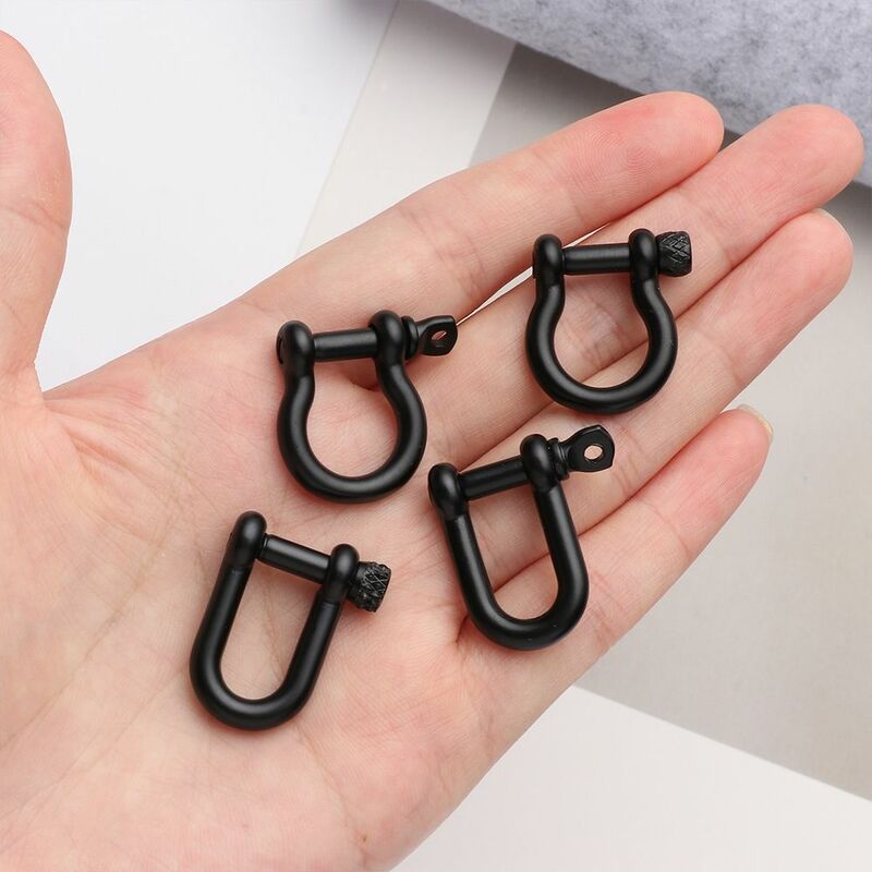 Stainless Steel Bracelet Buckle Shackle Fob Outdoor Keychain Hook D Bow Staples Key Ring Solid Carabiner