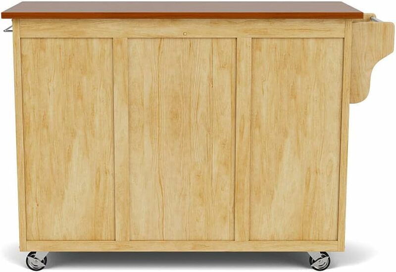 Home Styles Create-a-Cart Cottage Naturalne wykończenie Czterodrzwiowa szafka z dębu blatem, cztery drewniane drzwi panelowe, trzy regulowane półki