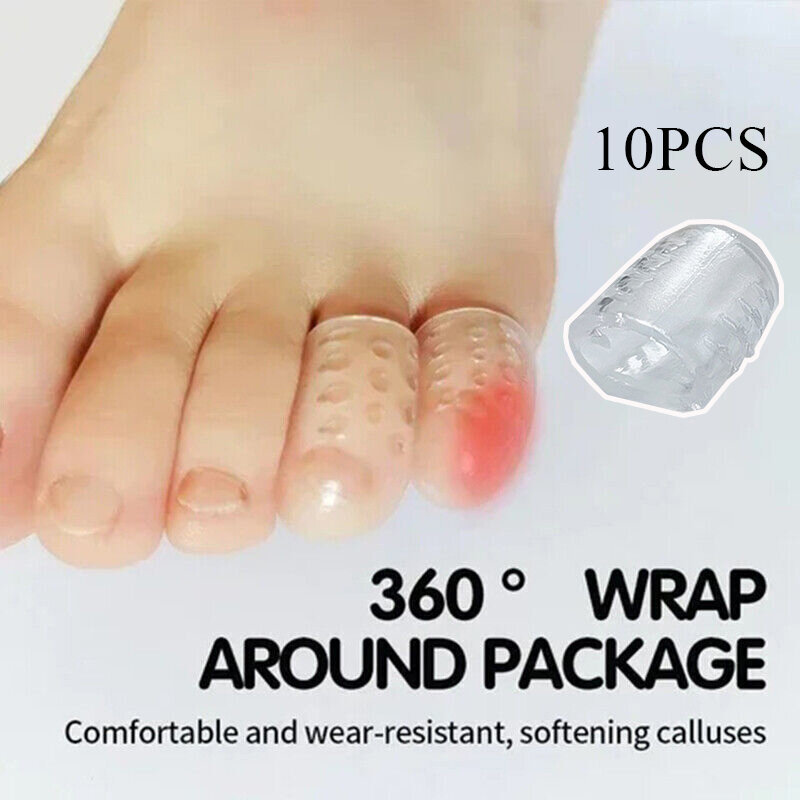 10 buah sarung bantal jari kaki silikon antigesekan, Pelindung jari kaki perawatan kesehatan, mencegah lecet