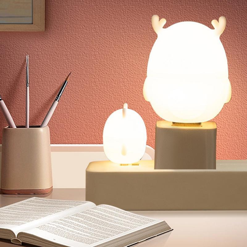 Mini USB LED Night Light Wireless Night Light Recharge Bedroom Bedside Kitchen Lamp Cartoon Decoration Table Lamp For Kids Gift