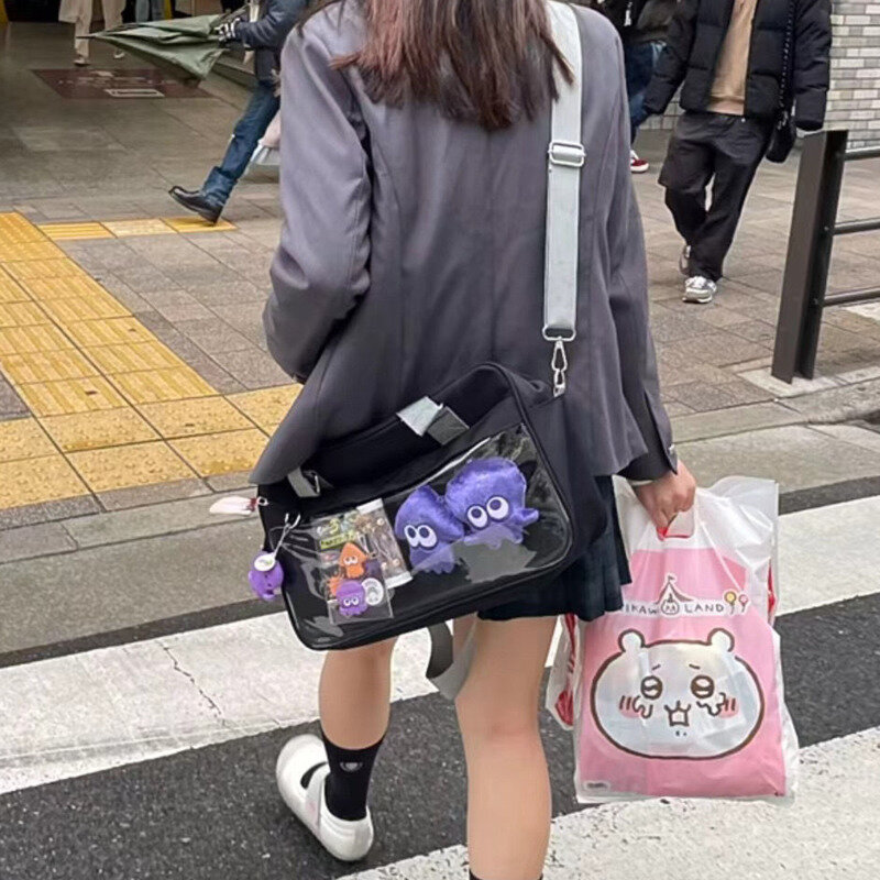 Bolsa mensageiro de ombro macio, alta capacidade, estilo universitário Anime, Itabag Kawayi, Japão Harajuku, Y2k escuro, sacola de trajeto, 2022