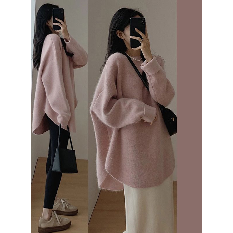 Jersey de punto para mujer, suéter holgado y grueso, ropa de exterior informal, tops de moda coreana, otoño e invierno, 2022