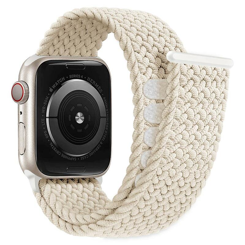 Gelang jam tangan Apple, lingkaran tunggal kepang untuk Apple watch, 40mm, 44mm, 49mm, 45mm, 41mm, 38mm, 42mm, elastis, iWatch seri 9 8 7 se Ultra 2 tali