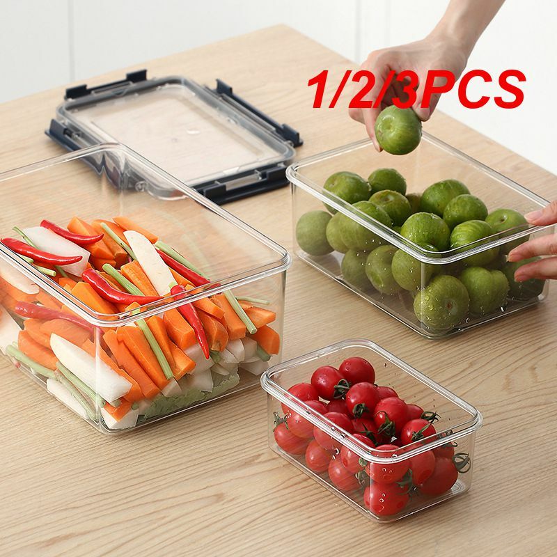 1/2/3PCS Storage Box Pet Transparent Separate Freezer Seal Bin Meat Fresh Box For Food Vegetable Fruit