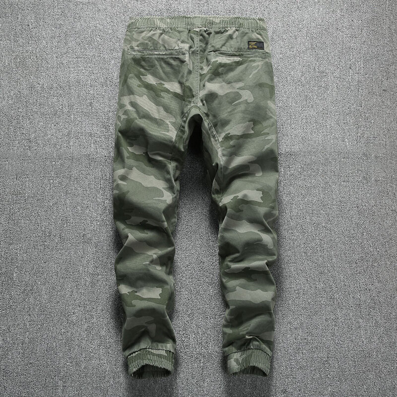 แฟชั่นผู้ชายฤดูใบไม้ร่วงกางเกงกลางเอว Casual กางเกงผ้าฝ้าย Camouflage กางเกงโดยรวมกางเกงกลางแจ้งกางเกง Jogger