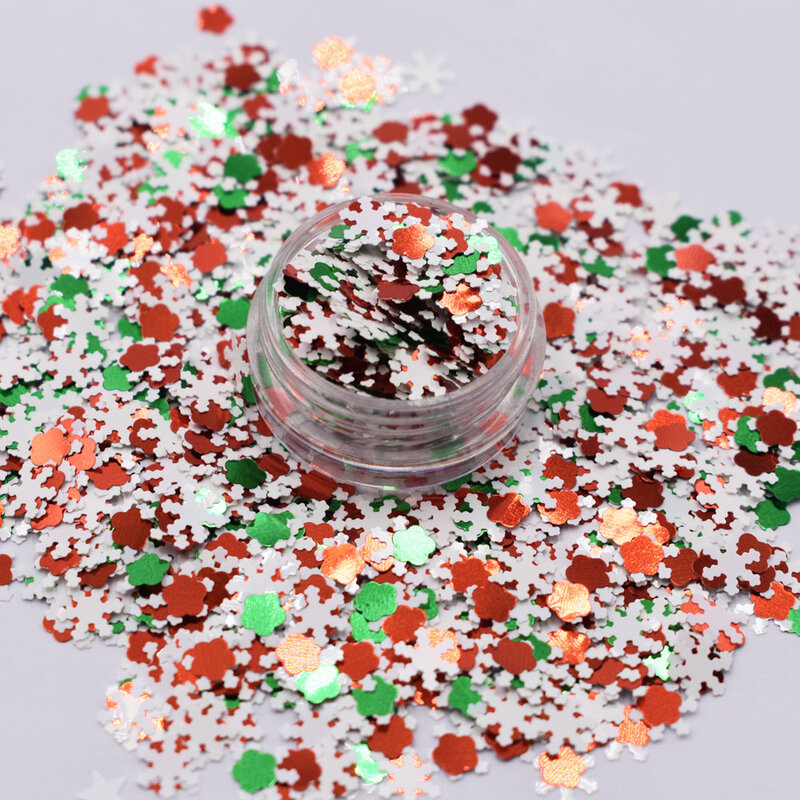 10g/Bag Christmas Snowflake Glitter Nail Art Glitter Mixes Colorful shape Sequins DIY Hexagon Shape Flakes Manicure Decorations