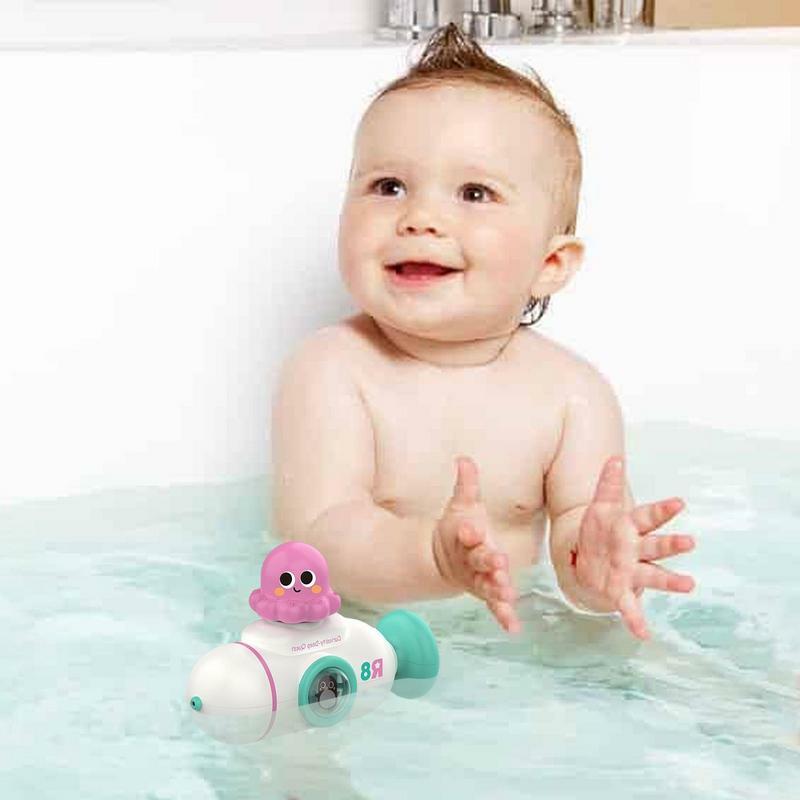Mainan mandi gurita permainan interaktif, semprotan mandi anak mainan mandi hewan balita Sprinkler bentuk kapal selam mainan bak mandi tarik keluar