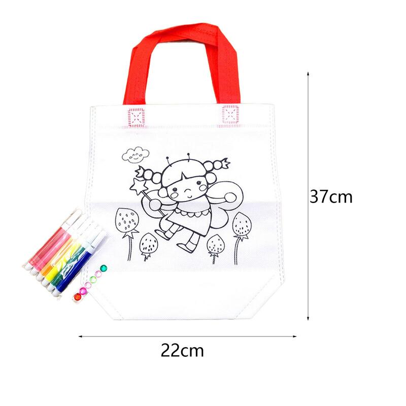 5 Stück DIY Graffiti Tasche Färbung Einkaufstasche für Jungen Mädchen Geschenk DIY Handwerk