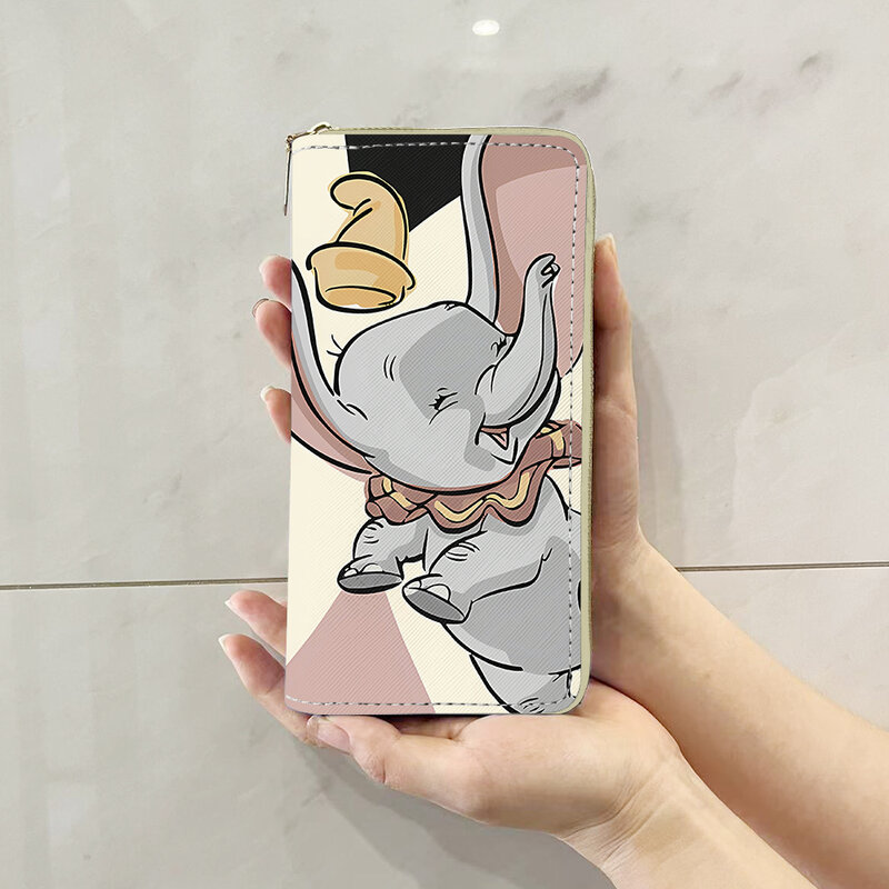 Disney-maletines de Anime Dumbo Elephant W5599, monedero con cremallera de dibujos animados, monederos informales, bolso de almacenamiento para tarjetas, regalo