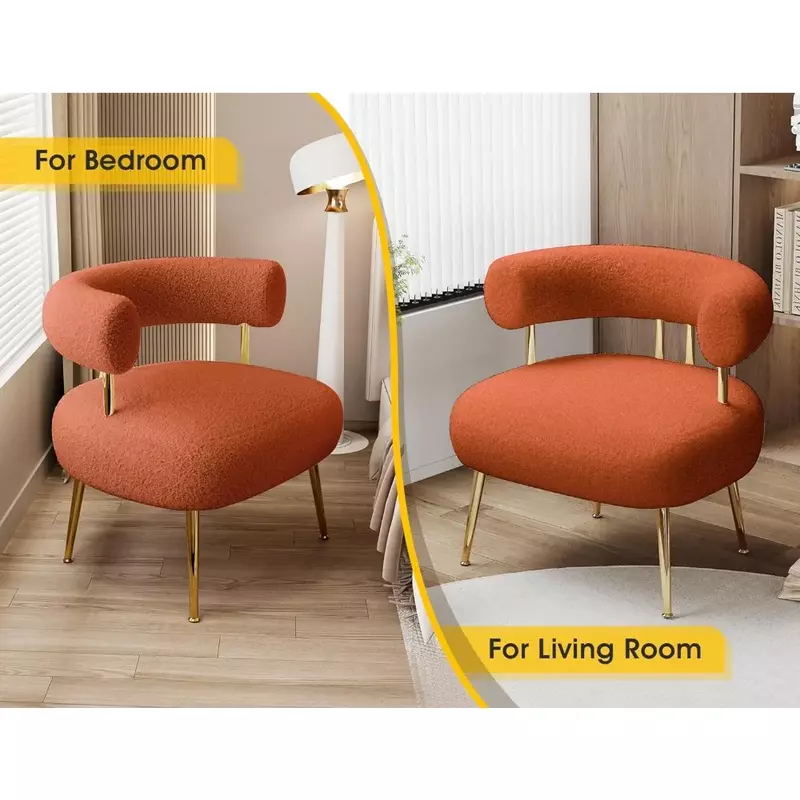 Chaises de café moelleuses pour salon, canapé d'angle latéral, fauteuil pour chambre à coucher, chaise en bois, orange, bureau, 73